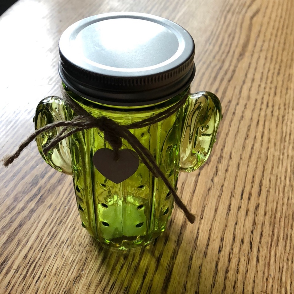Adorable cactus jar with lights.